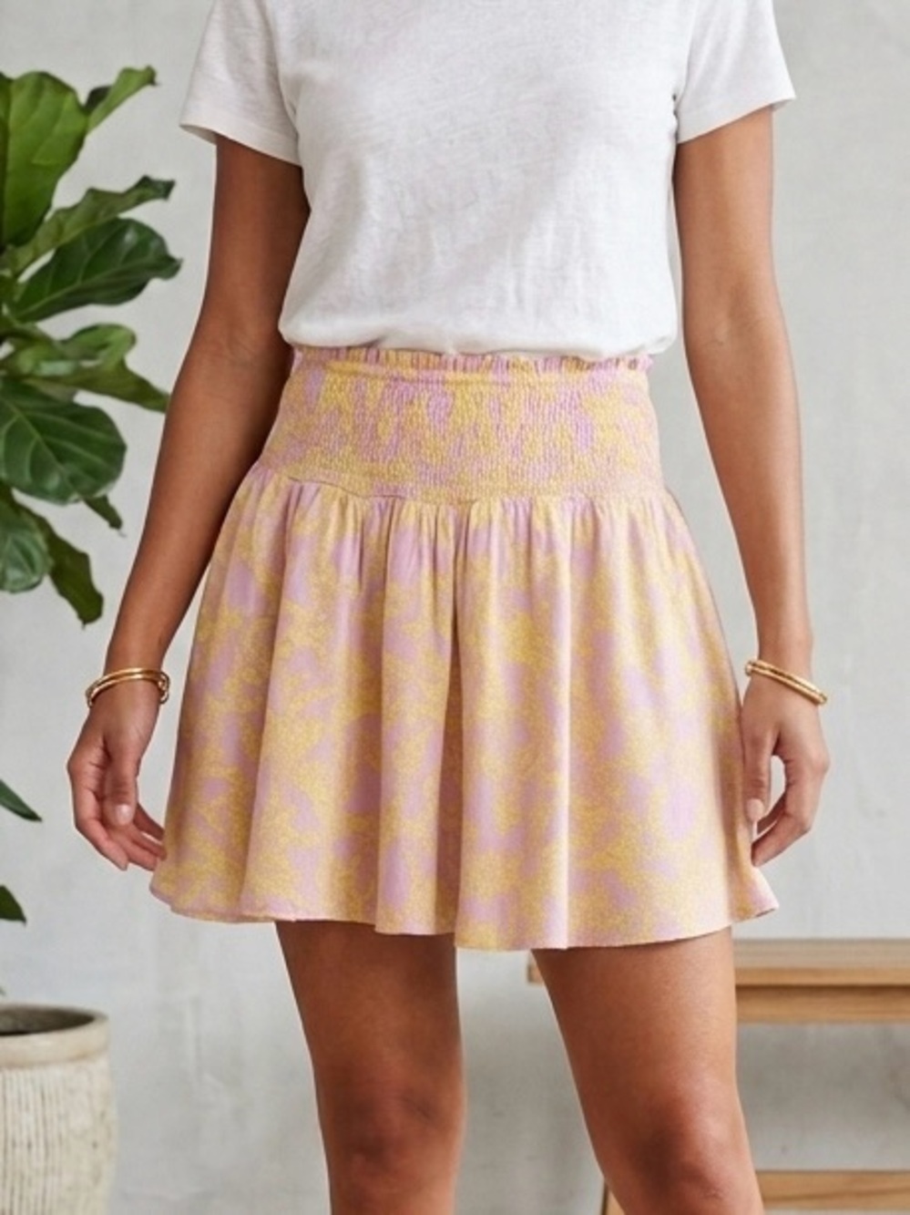 Karlie Floral Smocked Waist Skort Women’s Size S